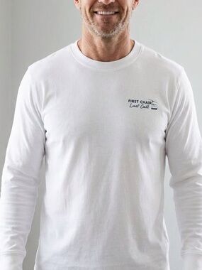 Simons White Long Sleeve Tee Crew Neck- size medium
